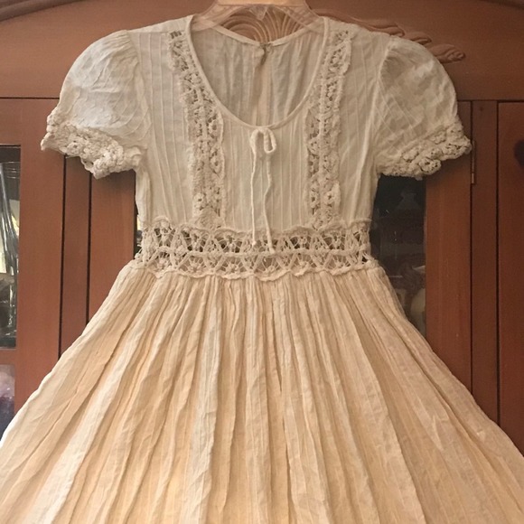 Vintage Natural Cotton Maxi Prairie, Prom, or Wedding Dress SM - Picture 10 of 15